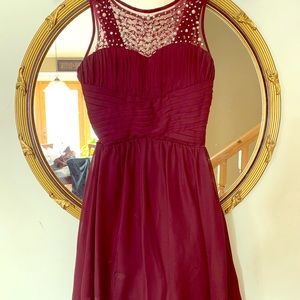 Burgundy lace and beaded top dress
